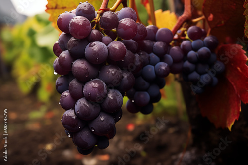 Bunch of grapes in a vineyard. Wine harvest. Investment in wine. Winery.