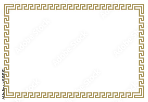 Golden Frame with ornament vector illustration, Border frame vector label. Simple line corner pattern. Border frame decoration. Vector simple line art border frame