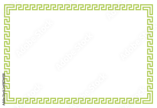 Green Frame with ornament vector illustration, Border frame vector label. Simple line corner pattern. Border frame decoration. Vector simple line art border frame