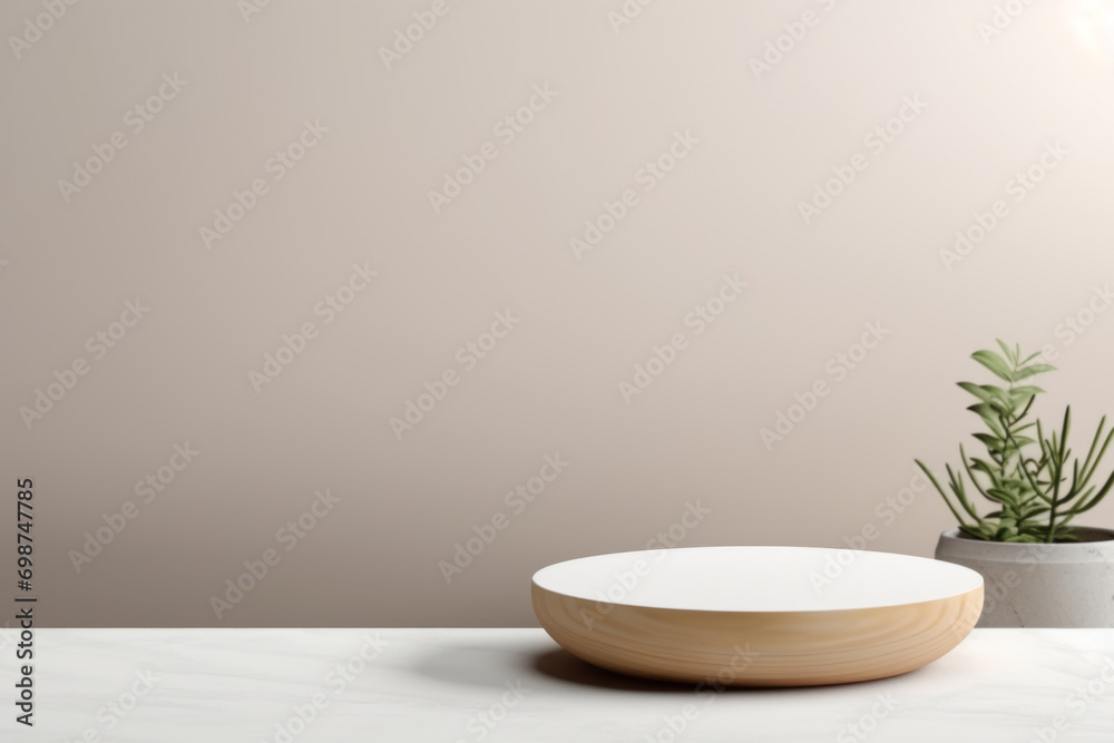 Minimal scene of empty podium display for showcase product