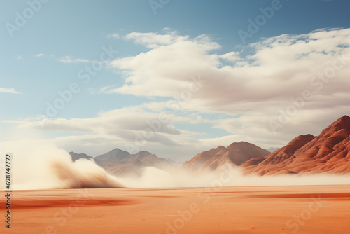 dust storm in mountainous desert