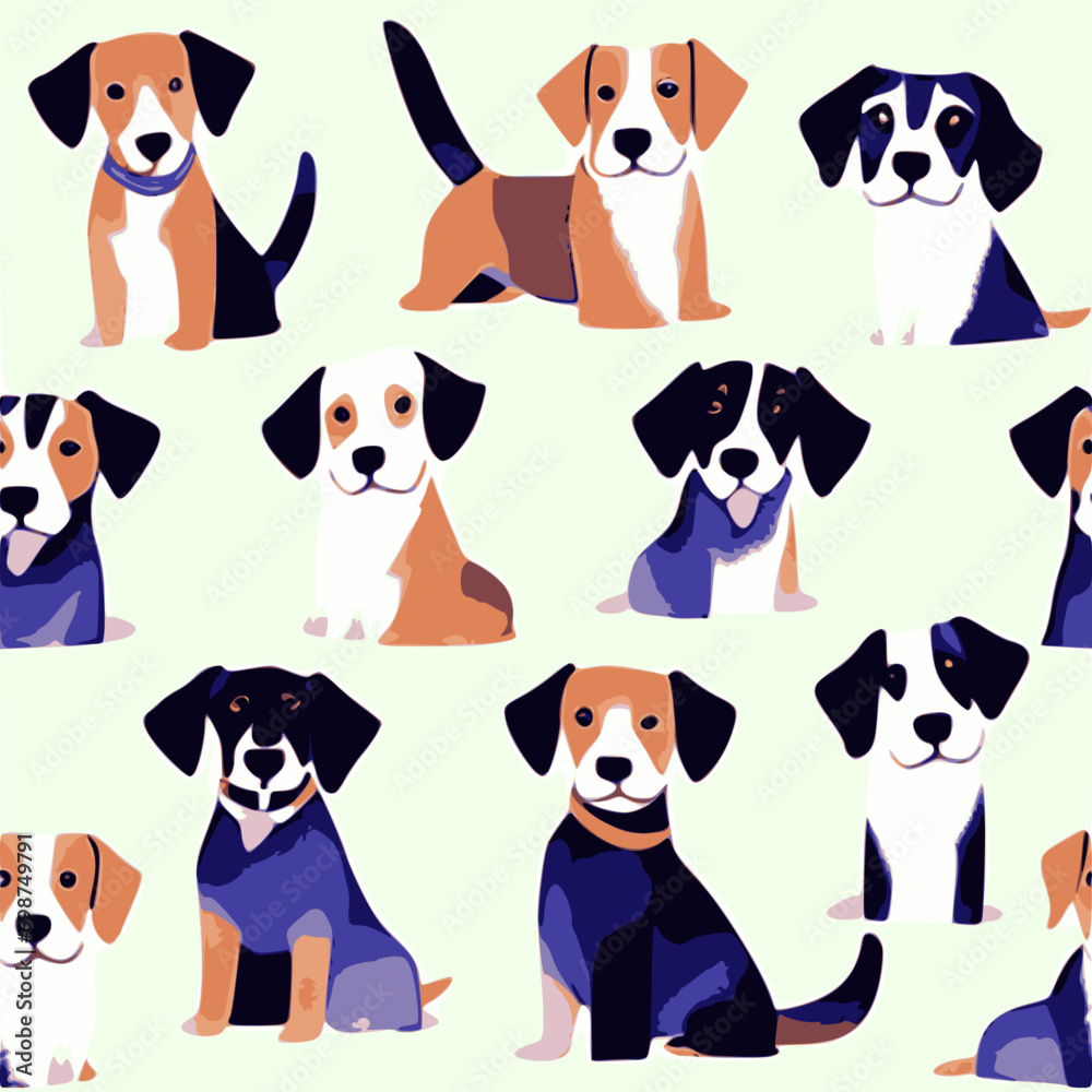 set of dogs - repeat pattern set of dogs - repeat pattern