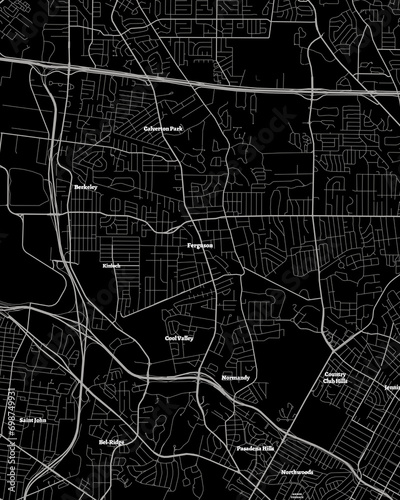 Ferguson Missouri Map, Detailed Dark Map of Ferguson Missouri photo