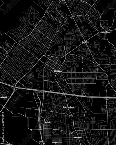 Florissant Missouri Map, Detailed Dark Map of Florissant Missouri