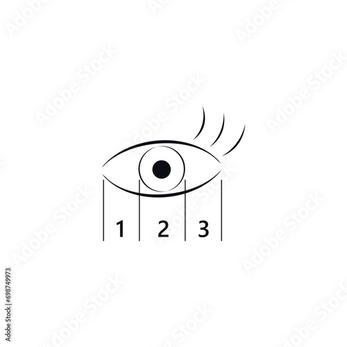 Eye logo contour with zone. Simple illustration for beauty masters, lashmakers, lashlifting, medicine.