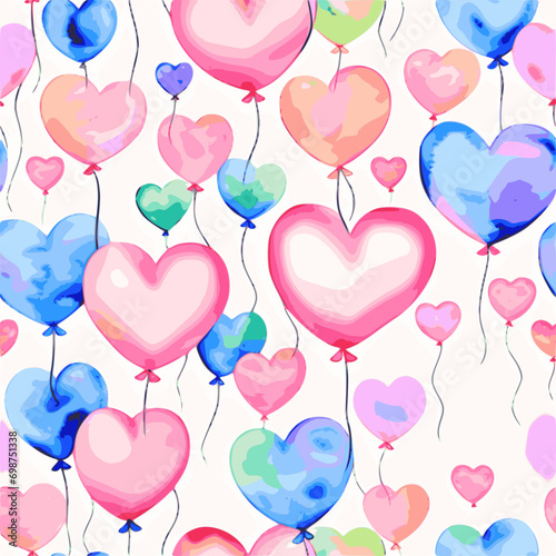 Heart Balloon Seamless Pattern