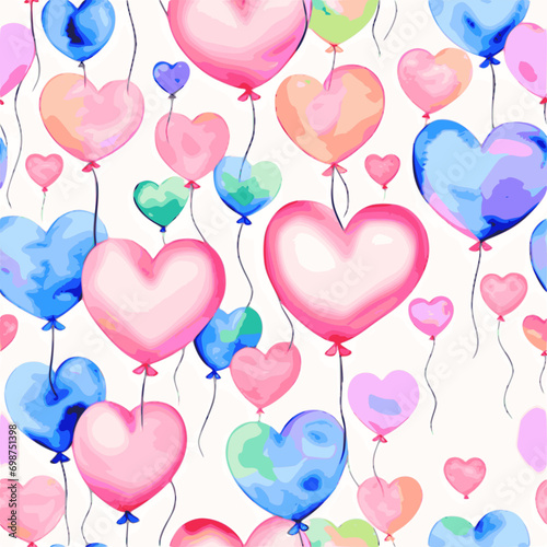 Heart Balloon Seamless Pattern