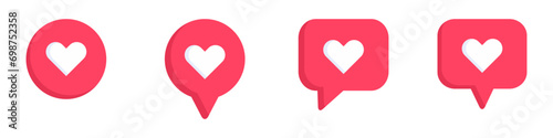 Social network like icons. Vector icons of likes in red on isolated background. Vector EPS 10 photo