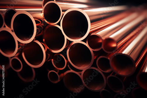 Copper pipes and sheet production. World prices for copper metal. Copper on the global metals market and mining market. Sheet metal in Metal industry