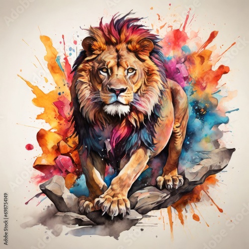 An Explosion of Color: A Festival of Color Transforms a Lion into a Vibrant Artwork