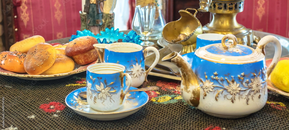 Tea party made of porcelain antique vintage set