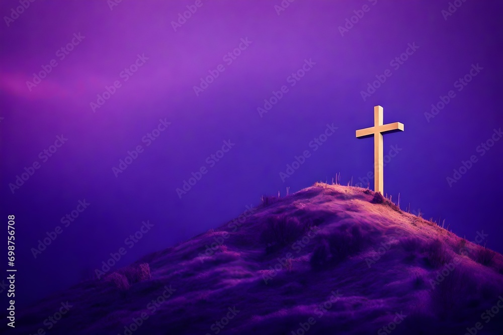 cross in the purple sky