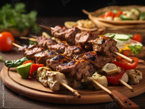 Gourmet treat: grill and shish kebab