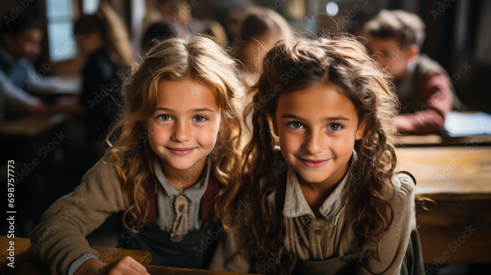 Portrait of beautiful girls. Woman in suit. Concept of a teamwork. Business and finance