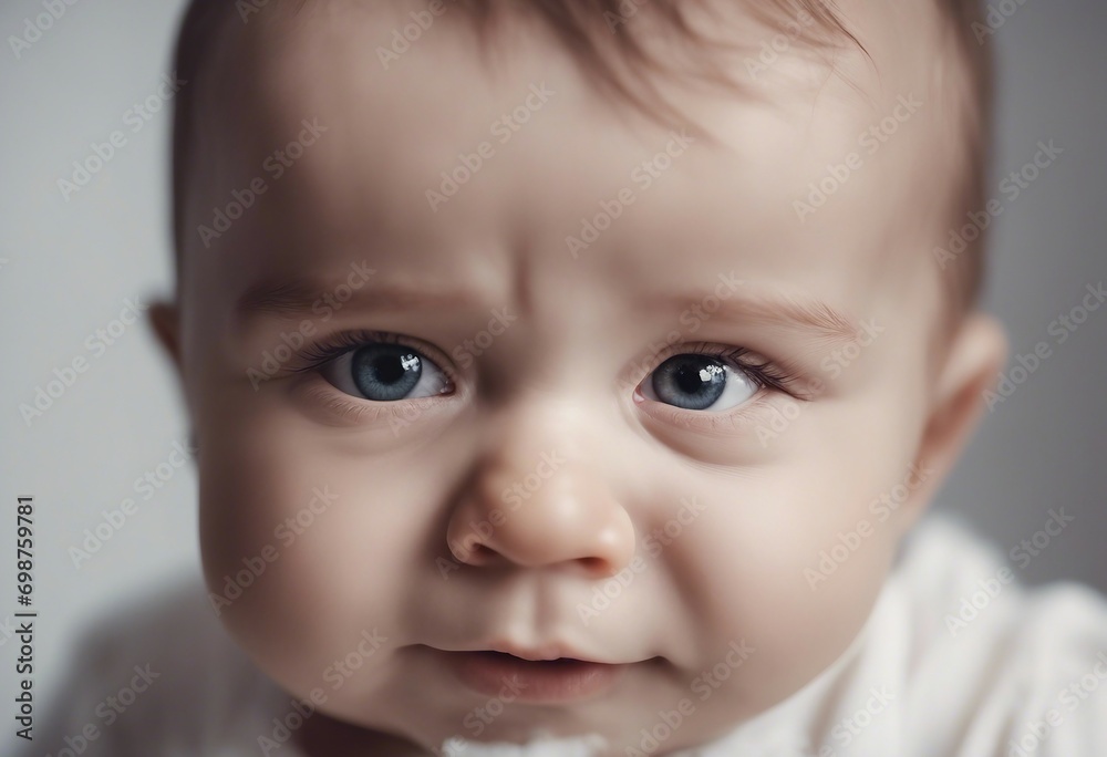 Portrait of a Cute Baby Boy with Blue Eyes on White Background Close up Portrait of a Cute Baby Boy with Blue Eyes on White Background Close up