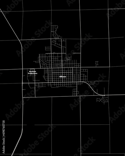 Alliance Nebraska Map, Detailed Dark Map of Alliance Nebraska photo