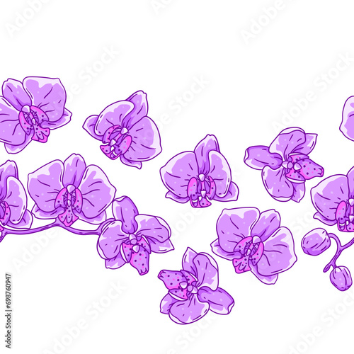 Pattern with orchid flowers. Beautiful decorative plants.
