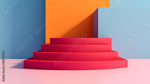 Minimalist bright color abstract steps product display podium  3d rendering podium platform