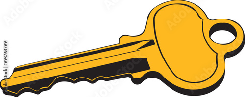 Cartoon Isolated Illustration Vector Of A Gold House Key