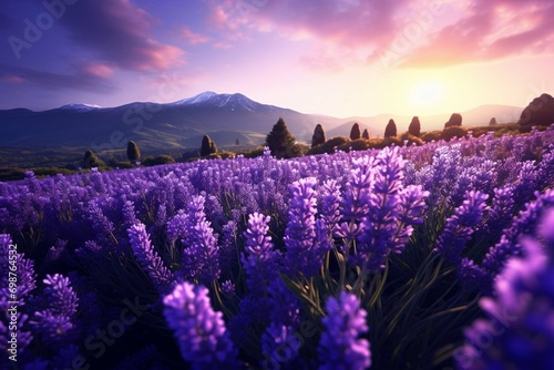  Purple lavender flowers field blooming