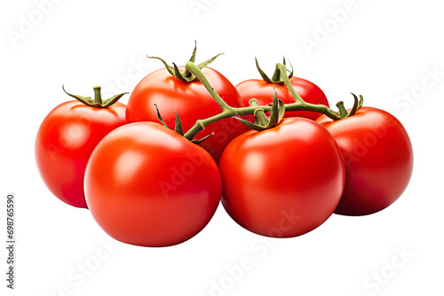 Closeup of tomato branch isolated on white or transparent background