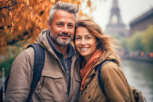 Active mature couple on a holiday trip