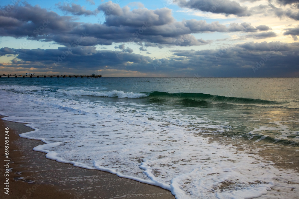 Pompano Beach and Pier by sunrise in Broward County