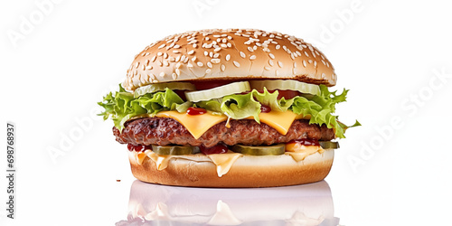Burger King whooper inspired burger photo for comercial with white background photo