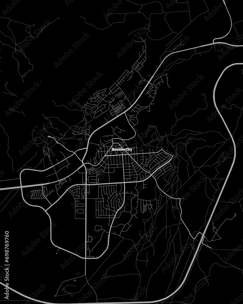 Detailed Dark Map of Boulder City Nevada