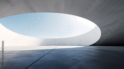 3d render of abstract futuristic architecture with empty concrete floor 