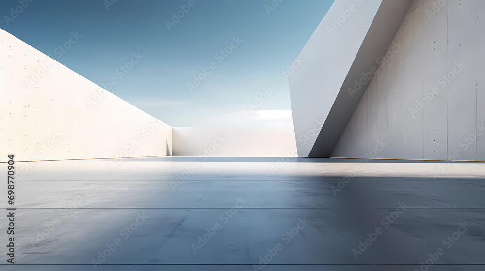 3d render of abstract futuristic architecture with empty concrete floor 3d render of abstract futuristic architecture with empty concrete floor