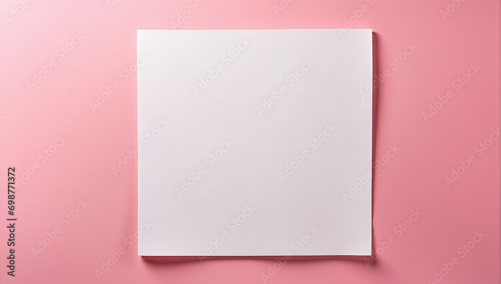 top view blank white sheet of paper on pink desk, backdrop with copy space top view blank white sheet of paper on pink desk, backdrop with copy space