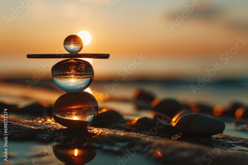 A stack of rocks sitting on top of a sandy beach. Perfect for nature and beach-themed designs