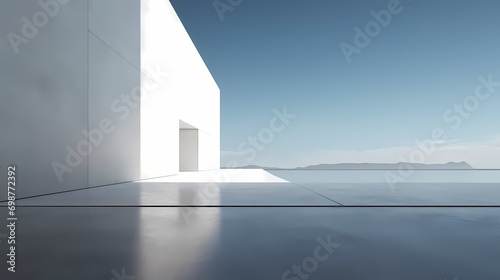 3d render of abstract futuristic architecture with empty concrete floor