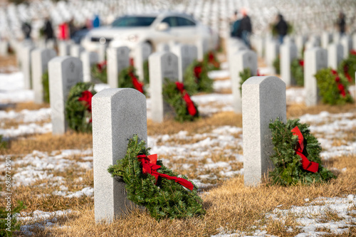 american cemetery in region laying wreaths