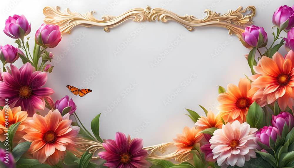 Beautiful floral frame for congratulations on Valentine's Day, Mother's Day, wedding card,