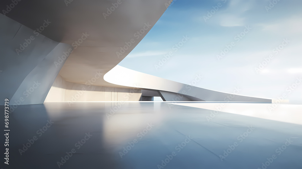 3d render of abstract futuristic architecture with empty concrete floor 3d render of abstract futuristic architecture with empty concrete floor