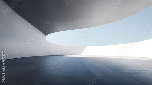 3d render of abstract futuristic architecture with empty concrete floor