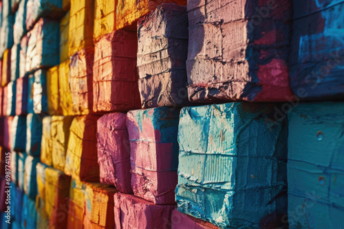 A close up view of a wall with vibrant and diverse colors. This image can be used to add a pop of color and excitement to any design or project