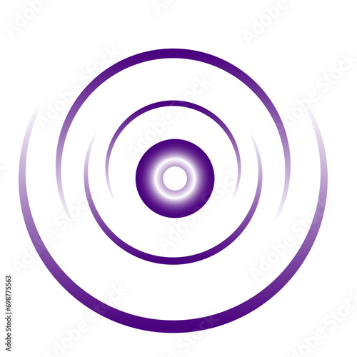 radial curved spiral with place for text in a glowing white center, lilac figure on a white background, arc, eye, vector illustration photo