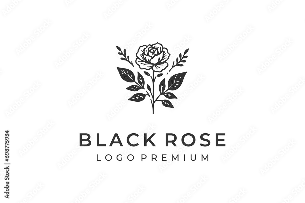 Minimalist hand drawn floral logo vector Minimalist hand drawn floral logo vector