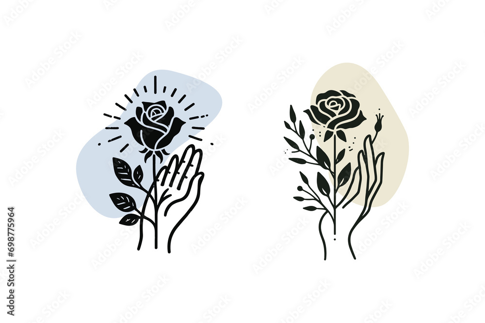 Minimalist hand drawn floral logo vector