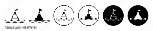 Buoy Icon symbol set. ocean water with buoy lifesaver marker for direction navigation vector. sea waterway signal in buoy flag line icon
