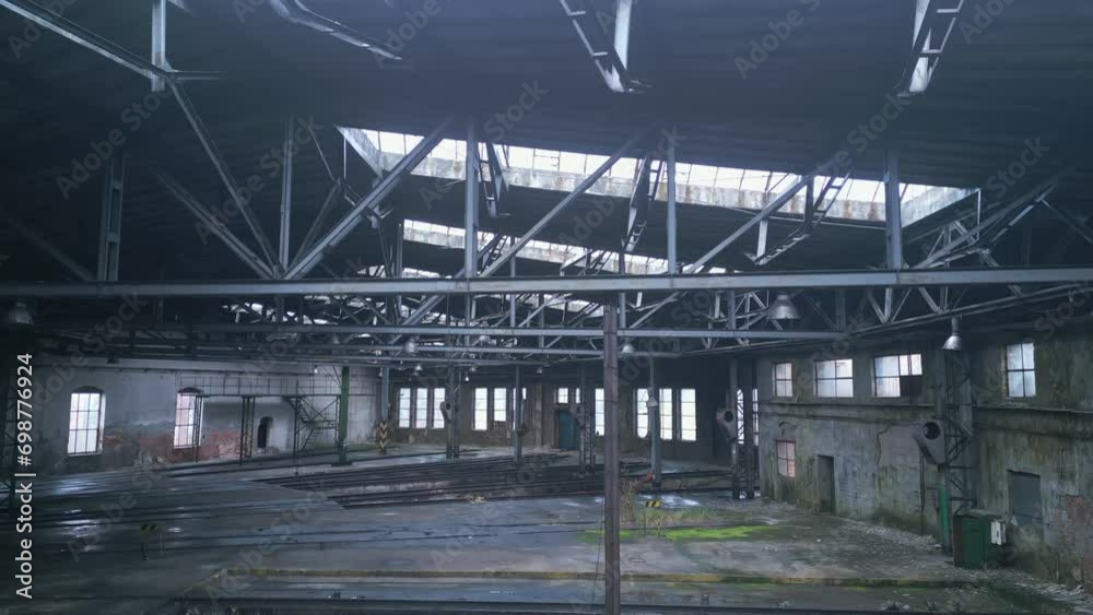 Abandoned railway repair plant, recession, concept of shutting down production. Abandoned railway repair plant, recession, concept of shutting down production.