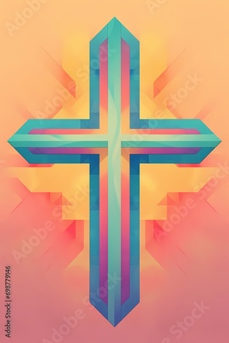 Pastel Holy Cross geometric shape colorful digital religious artwork photo