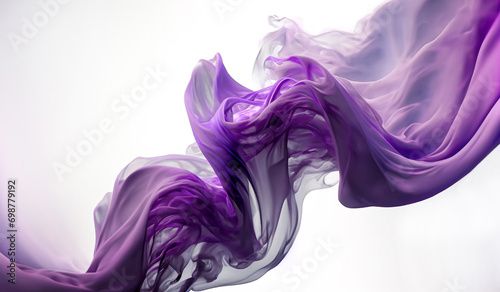 Abstrakcyjna tapeta, fioletowy dym układa się w falę. Generative AI