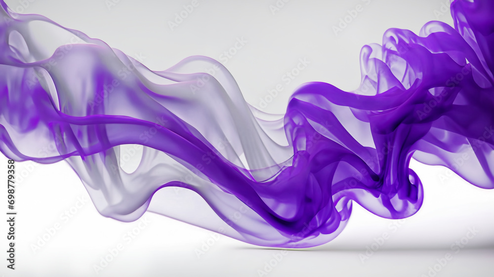 Abstrakcja, fioletowy dym układa się w falę. Generative AI - obrazy, fototapety, plakaty 