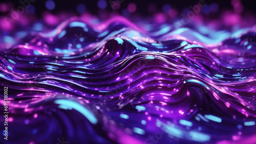 Neon Liquid Dreams: Abstract Blue and Purple Flowing Liquid Waves