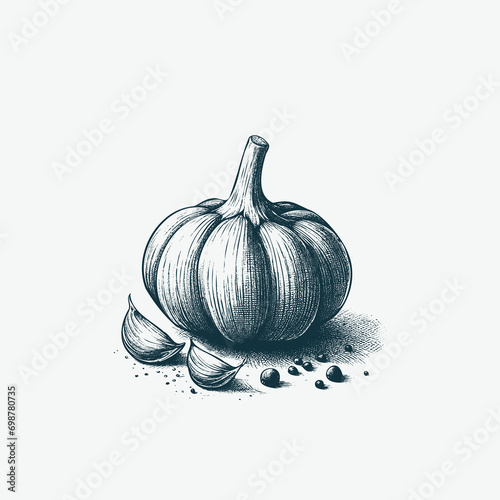 Hand-drawn Illustration of Garlic