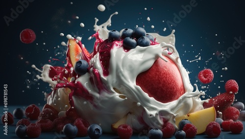 fruits, berries and cream